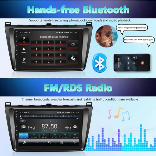 Vista 5 de [2+32GB] Android 13 Car Stereo para Mazda 6 2007-2012,9 pulgadas pantalla táctil coche radio Android unidad principal con enlace espejo navegación