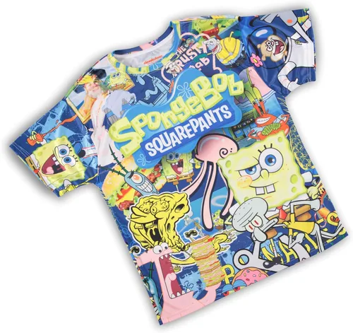 Vista 6 de Camiseta clásica de Bob Esponja para hombre de Bob Esponja, Patrick & Krusty Krab Sublimated Allover