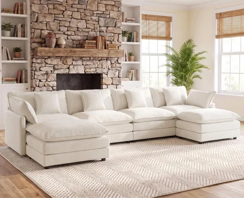 Vista 28 de 76.7" Cloud Couch for Living Room, Deep Seat Loveseat Sofa, Beige Breathable Chenille, 2-Seats Couch for Apartment Small Spaces, Pocket Spring