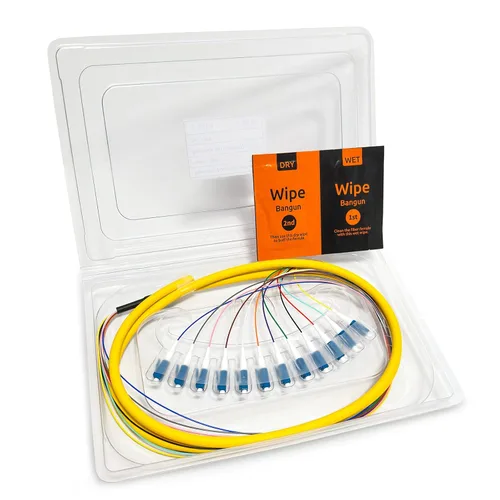 Vista 21 de 6 hilos multimodo OM1 62.5/125 ST-UPC fibra coleta, ST OM1 fibra óptica coleta, incluye 6 mangas de protección de fibra óptica de empalme de fusión