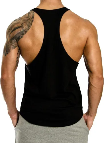 Vista 2 de Camiseta sin mangas para hombre, paquete de 3 camisetas sin mangas para entrenamiento, gimnasio, muscular, espalda en Y, fisicoculturismo