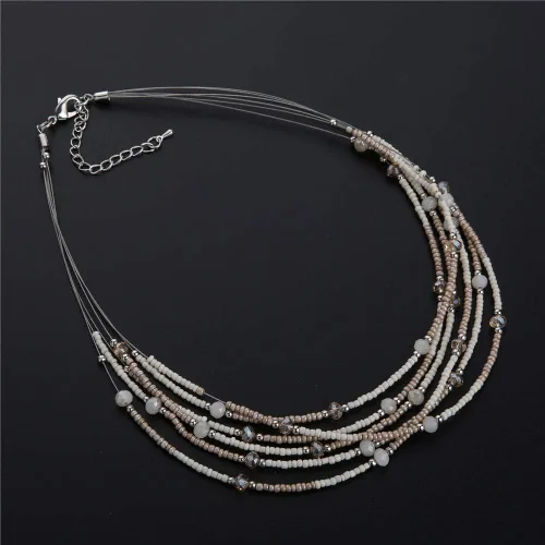 Vista 5 de Collar a capas con cristal para mujer, gargantilla con cadena de plata gruesa, regalo de cumpleaños para mujer