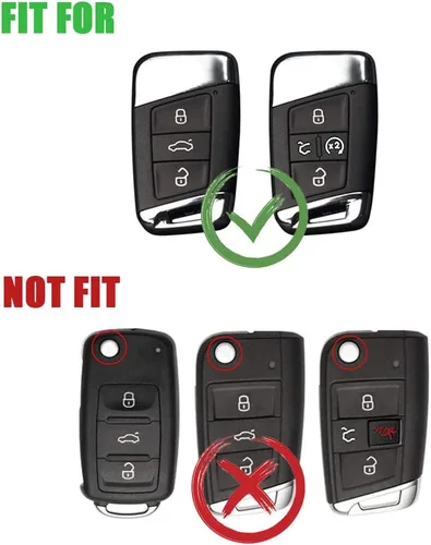 Vista 2 de Aleación de zinc Smart Car Key Fob Case Cover Holder para Volkswagen VW Passat Tiguan Atlas Golf Alltrack con llavero