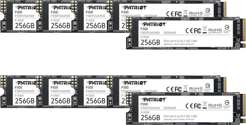 Vista 10 de Patriot P300 M.2 PCIe Gen 3 x4 128GB SSD de Bajo Consumo de Energía