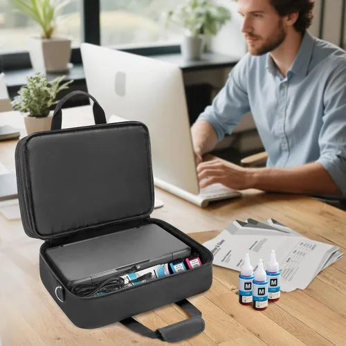 Vista 8 de Funda para impresora compatible con HP Tango/Tango X, OfficeJet 200/250 Wireless Mobile Printer Travel Bag, Luggage & Shoulder Strap, Padded