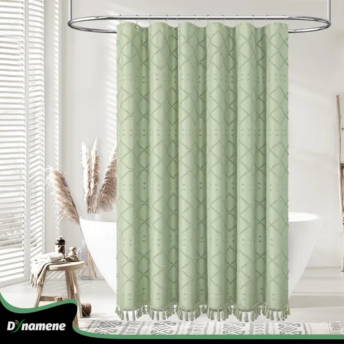 Vista 7 de Dynamene Cortina de ducha de tela de 36 x 72 pulgadas, diseño bohemio, geométrico, a rayas, para baño, juego de cortina de ducha estrecha gruesa