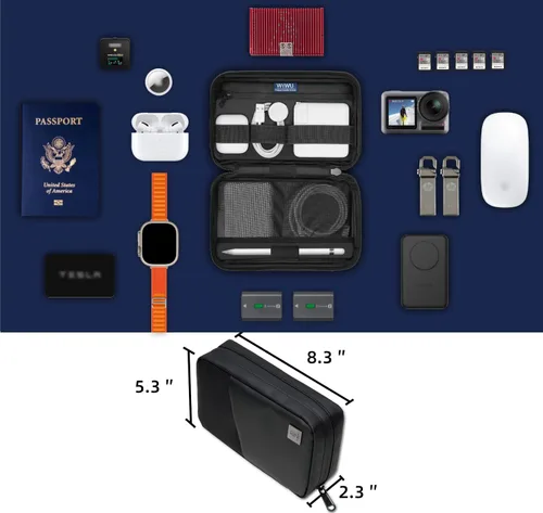 Vista 2 de WIWU Estuche de viaje organizador de electrónica: estuche de viaje organizador de tecnología impermeable Bolsa organizadora de cables portátil