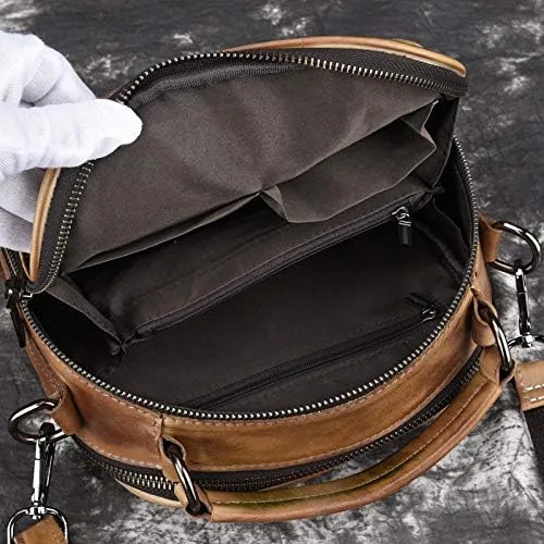 Vista 4 de Bolso de hombro pequeño de cuero genuino para mujer - Bolso vintage