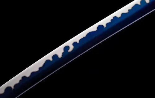 Vista 8 de Espada katana samurái japonesa, acero de alto carbono 1060 tradicional hecha a mano, llama azul espiga completa