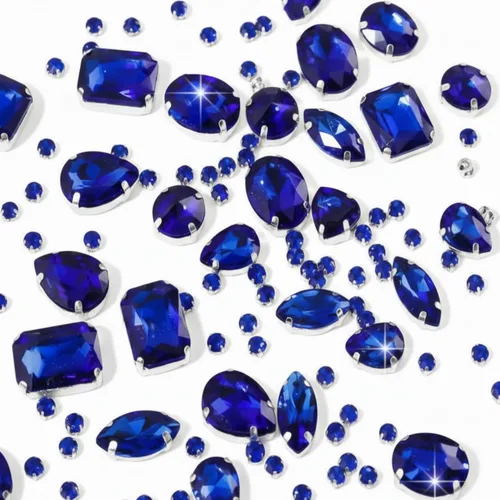 Vista 7 de WILLBOND 156 piezas de diamantes de imitación para coser con garra, diamantes de imitación de cristal con base plana, gemas con engaste de metal