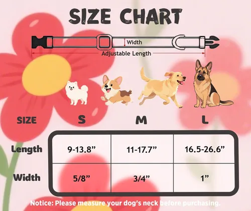 Vista 6 de Tunkoo Pink Daisy - Collar para perro, lindo collar ajustable de algodón de alta calidad, hebilla de plástico duradero para niños pequeños, medianos