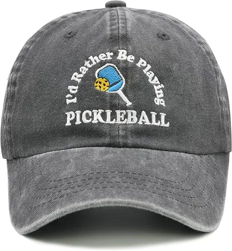 Vista 7 de Sombrero de pickleball, regalo de pickleball para hombres y mujeres, gorra de béisbol bordada ajustable con la frase "I'd Rather Be Playing