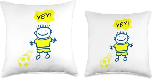 Vista 3 de Niño juega fútbol con pelota, Yey! Throw Pillow