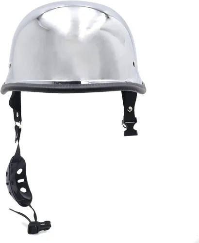 Vista 3 de (Talla L) Casco plateado DOT motocicleta alemán de media cara Biker Street Chopper Cruise [P/N: MT506-003-L-CD] Talla grande
