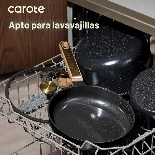 Vista 7 de CAROTE Juego de utensilios de cocina de cerámica antiadherente, 16 ollas y sartenes antiadherentes, no tóxico y sin PFAS, lavavajillas, juego