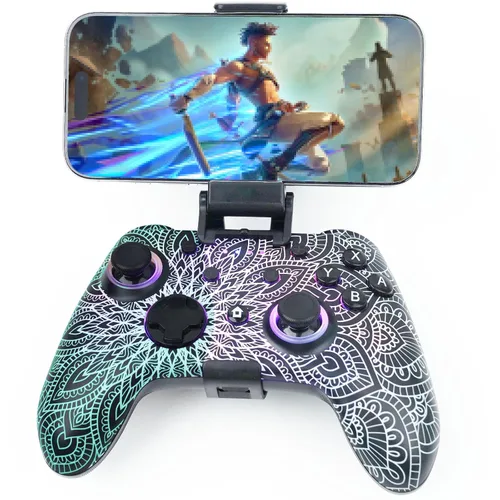 Vista 10 de Wzuicov Multi-Platform Game Controller with RGB & Dual-Mode Bluetooth & Wired Connection, Wireless Gamepad for Switch/Switch 2/iOS/Android/PC/TV
