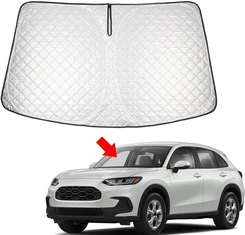 Vista 2 de FSFY 1 Pc Car Foldable Windshield Sun Shade Visor Protector Custom Aluminum Coating, Composite Cotton & Composite Oxford Cloth For Honda HR-V HRV