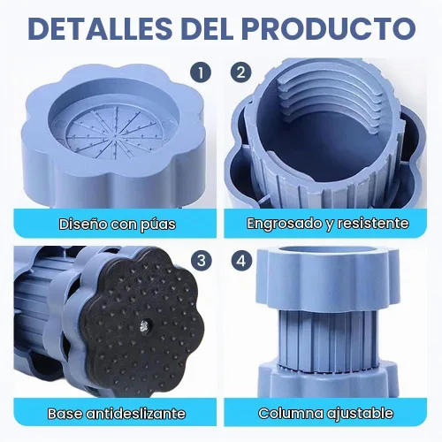 Vista 7 de Almohadilla de elevación universal para base de lavadora, almohadillas elevadoras antivibración para lavadora, soporte de nivelación ajustable