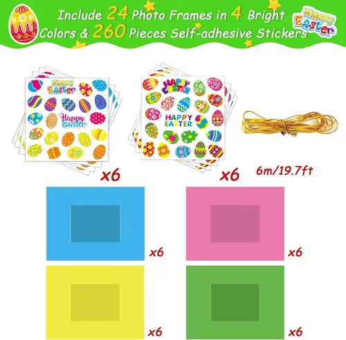 Vista 2 de chiazllta Paquete de 24 kits de manualidades de Pascua para niños, marco de fotos, manualidades, primavera, Pascua, actividades artísticas, hogar