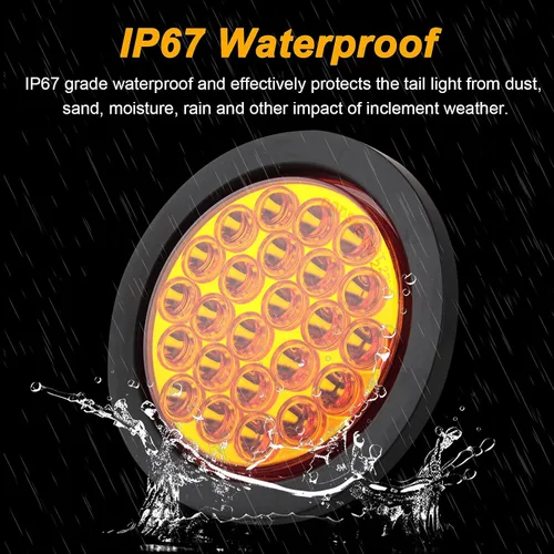 Vista 5 de Partswcgg 4 piezas de luces estroboscópicas redondas ámbar de 10,16 cm, 24 luces LED para remolque con patrones de parpadeo sólidos para lámparas