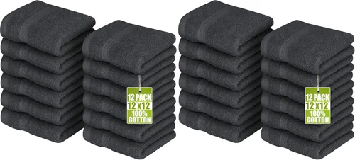 Vista 22 de Paños Utopia Luxury de 100% algodón ringspun y de cuidado fácil para máxima suavidad y absorción. Paquete de 12 (13 in x 13 in)