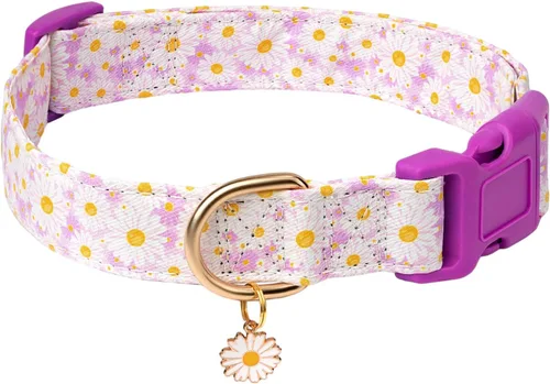 Vista 12 de Collares para perros con hebilla ajustable para lindas, hembras, hembras, machos, collar especial suave y elegante para perros con diseño de flores