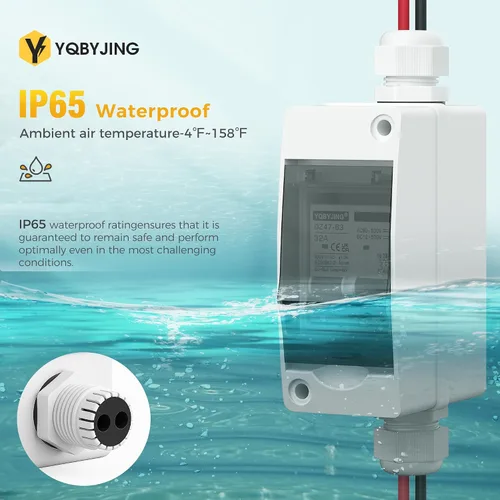 Vista 125 de Interruptor de desconexión de panel solar CC 20 Amp AC Caja de interruptor de circuito en miniatura 500V 2 polos con caja IP65 impermeable a prueba