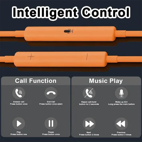 Vista 4 de Paquete de 2 auriculares USB C para iPhone 17 16 15 Pro Max, auriculares tipo C con micrófono y control de volumen, auriculares USB C con cable