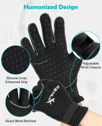 Vista 3 de XUKER Guantes de neopreno para niños de 0.118 pulgadas (0.118 in), calor térmico para buceo, buceo, esnórquel, kayak y natación, guantes de deportes
