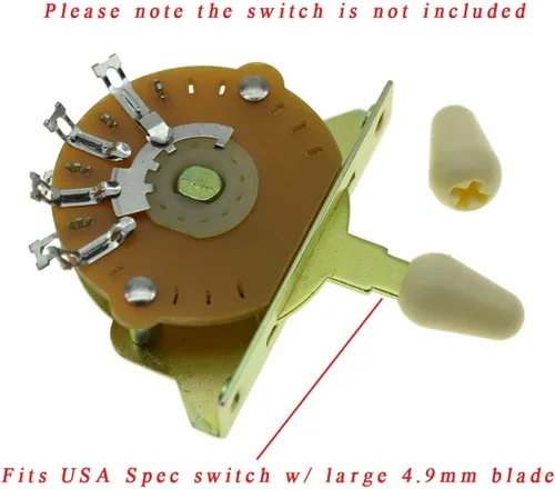Vista 2 de KAISH 2 piezas Interruptor Selector de Pastilla de 5 Vías Punta Interruptor Tapa Interruptor Botón para USA Stratocaster/Strat Envejecido Blanco