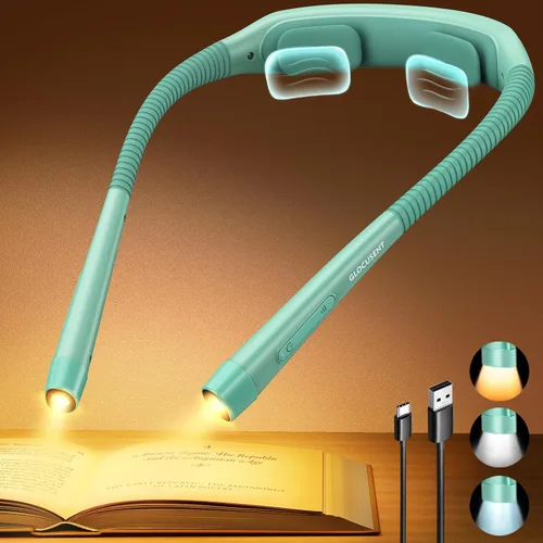 Vista 10 de Glocusent Luz de cuello con temporizador, luz de libro de 100 horas para Gris