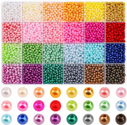 Vista 20 de 1440 piezas de cuentas redondas de acrílico mate de 6 mm de color caramelo, 24 colores surtidos de cuentas de chicle de plástico con agujero Juego