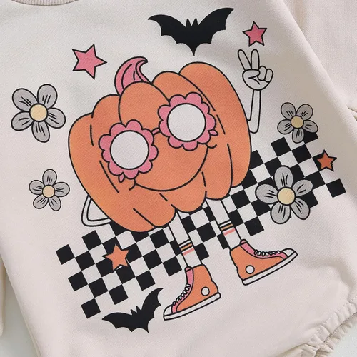 Vista 61 de Ropa de Halloween para bebé niña, sudadera con estampado de calabaza, mameluco de burbujas, lindo traje de Acción de Gracias de otoño