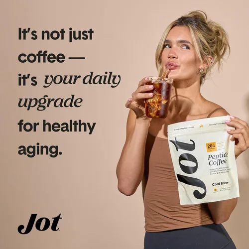 Vista 6 de NUEVO Jot - Café en polvo de colágeno con impulso y beneficios, 0.71 oz de péptidos de colágeno hidrolizados y 170 mg de cafeína, café en polvo