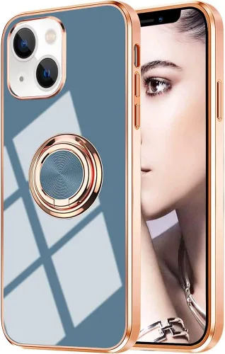 Vista 67 de Compatible con iPhone 11 Kickstand, anillo de rotación de 360 grados integrado con borde de oro rosa brillante que funciona con soporte magnético
