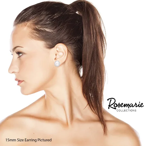 Vista 2 de Rosemarie & Jubalee Women's Timeless Classic Statement Hypoallergenic Post Back Halo Earrings Made With Premium Crystals