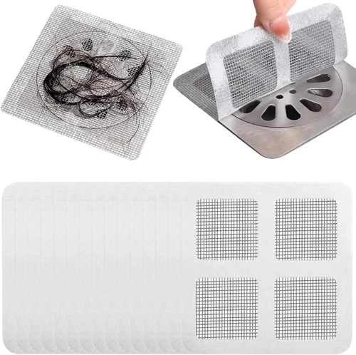 Vista 5 de 50 calcomanías desechables para drenaje de cabello, cubiertas de drenaje cuadradas de 4 x 4, autoadhesivas, multiusos, de PVC, para ducha, bañera