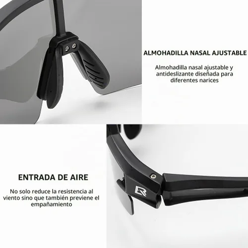 Vista 5 de ROCKBROS Polarized Sports Sunglasses Anti-Glare HD Cycling Sun Glasses Todo negro