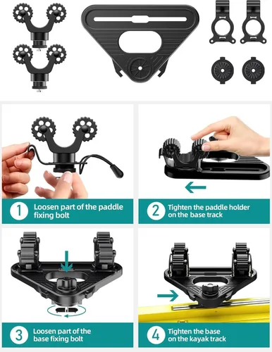 Vista 6 de Kayak Paddle Holder, Multi-Functional Kayak Paddle Holder, Dual Head Kayak Track Mount Accessories with Two Security Tethers - Kayak Oar/Fishing
