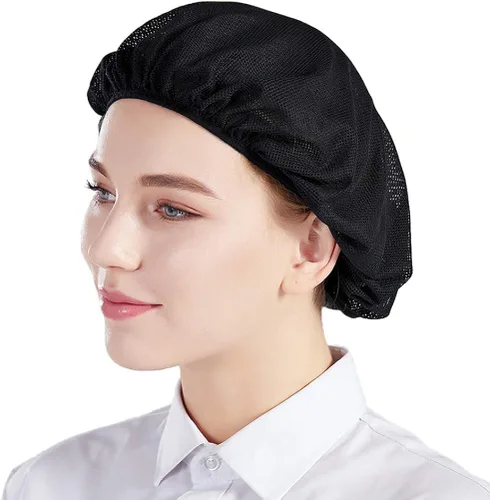 Vista 5 de Nanxson Sombrero de chef elástico ajustable para el cabello, gorra de trabajo transpirable para servicio de alimentos, cocina, hornear, cocinaCF9082