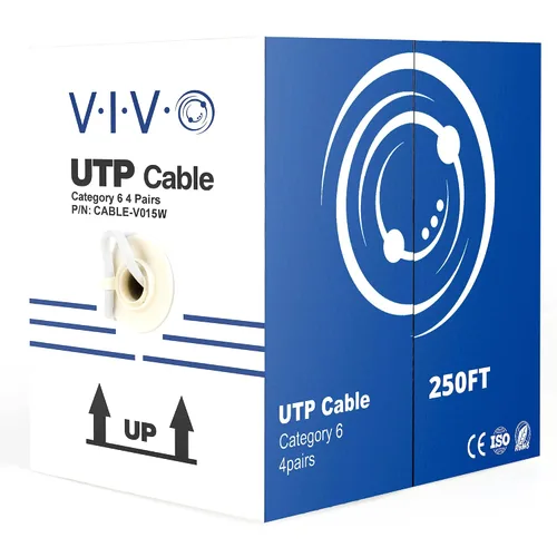 Vista 13 de VIVO Cable Cat6 a granel de 500 pies, cable Ethernet CCA, 23 AWG, caja de extracción UTP, red LAN, azul, CABLE-V006B Cable Ethernet CCA, 23 AWG