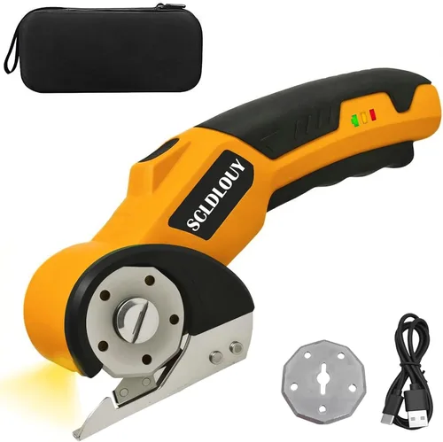 Vista 8 de High-Speed Cardboard Cutter, Cordless Rechargeable Electric Scissors with Safety Lock and LED Light, Rotating Blade for Cardboard Fabric Carpet