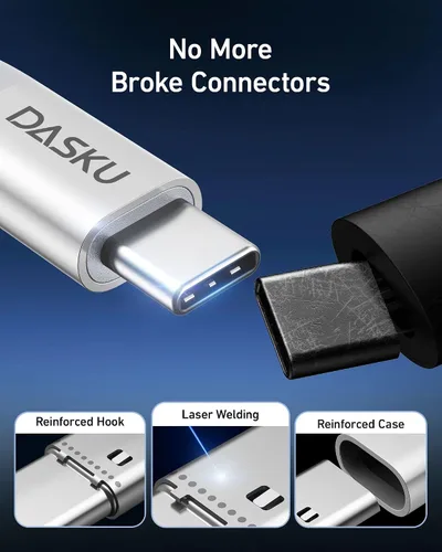 Vista 73 de Dasku iPhone 17 USB C a USB C de carga rápida, 60 W (3.1 A), paquete de 2 cables cargador de carga de 3 pies tipo C para iPhone 17/16/15/15 Plus/15