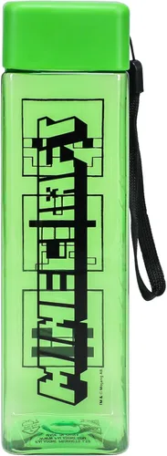 Vista 2 de Minecraft - Botella de agua cuadrada de plástico de viaje con correa para la muñeca 16.9 fl oz (17 fl oz)