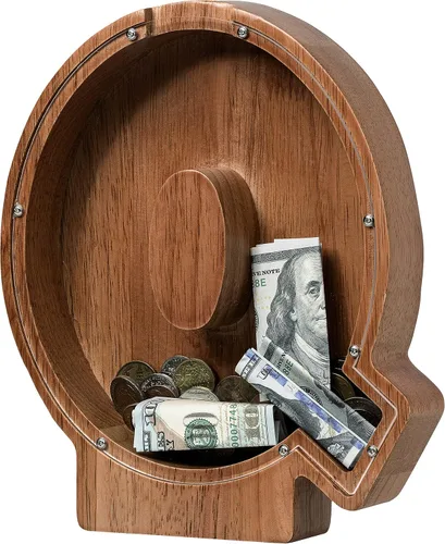 Vista 109 de Alcancía para niños y niñas, alcancía de madera con letra grande del alfabeto con inicial A, banco de monedas, regalos divertidos para cumpleaños