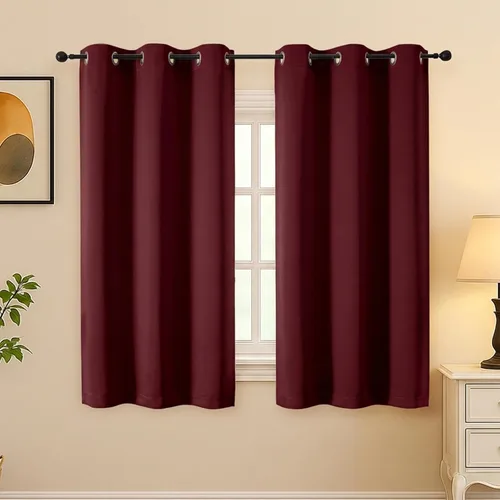 Vista 83 de Simplebrand Juego de 2 paneles de cenefa aguamarina para ventana de cocina de 14 pulgadas de largo, cortinas de oscurecimiento de habitación