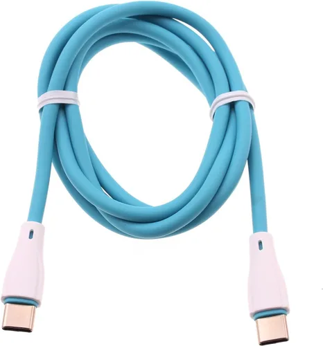 Vista 2 de Cable PD azul de 4 pies USB-C a tipo C, cable de carga rápida para Galaxy A72, A52, A42, A32, A12, sincronización de cable de alimentación [C a C]