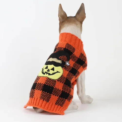 Vista 5 de HAPEE Suéteres de Halloween para perros, ropa fantasmal de calabaza para perros y gatos