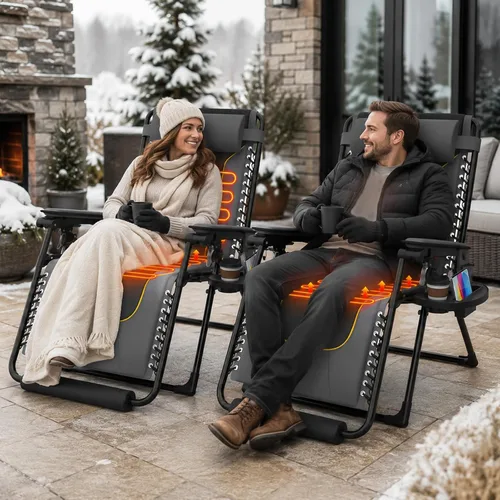 Vista 2 de Slendor Heated Zero Gravity Chairs 30 in, XL Reclining Chair, Gray Grey
