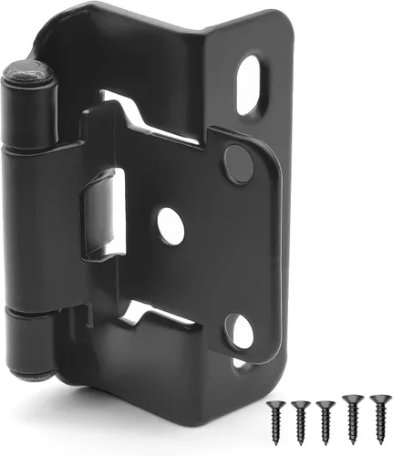 Vista 17 de Bisagras para puertas de gabinete de cocina de 3/8 pulgadas, paquete de 4 pares de bisagras de gabinete semiocultas negras, bisagras de puerta